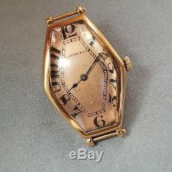 Henry Moser 18k solid gold art-deco vintage antique tonneau wristwatch 1916
