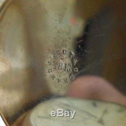 Important Antique 18k Gold 1870's Charles E Jacot Hunter's Enamel Pocket Watch