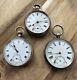 Job Lot 3 X Antique Solid Silver Pocket Watches Spares Or Repair