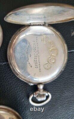 Job lot off 5 Silver Pocket Watch Vintage Antique hallmark silver around 480g