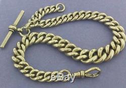 LARGE HEAVY VICTORIAN ANTIQUE SOLID SILVER ALBERT POCKET WATCH CHAIN c1899