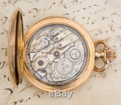 LECOULTRE Signed REPEATER 14k Gold Antique REPEATING Pocket Watch -OFFICERS GIFT