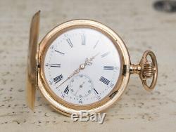 LECOULTRE Signed REPEATER 14k Gold Antique REPEATING Pocket Watch -OFFICERS GIFT
