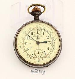 LIP K432 France made vintage chronograph pocket watch with tachymeter scale