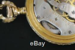 LONGINES Solid 14K Gold enamel & diamond Antique Pocket Watch, needs repair