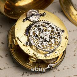 LOUIS XIV OIGNON Verge Fusee Antique Pocket Watch MONTRE COQ SpindelTaschenuhr