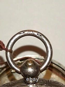 Ladies Antique Silver Pocket Watch Small 1920's 935 Silver With Key