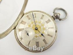 Large Antique 1881 Fusee Hallmarked Sterling Silver Silver & Gold Dial LAYBY AVA