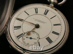 Large Antique 1888 Sterling Silver Cased Fusee Watch, S Lichtenstein, Manchester