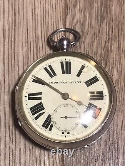 Large Antique Silver Improved Patent English Lever Pocket Watch 59mm 1920 WithO