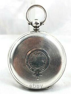Large Victorian Sterling Silver Fusee Working Pocket Watch Chester 1896