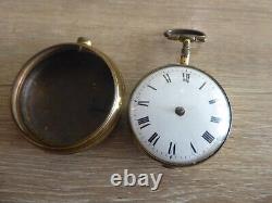 London Maker C. Williams Antique Gilt Metal Fusee Verge Pair Cased Pocket Watch
