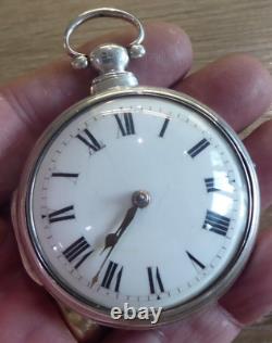 London Maker Turner Silver Fusee Verge Pair Cased Pocket Watch Date C1825