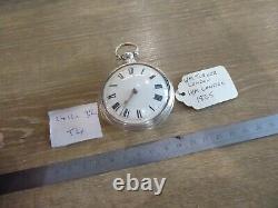 London Maker Turner Silver Fusee Verge Pair Cased Pocket Watch Date C1825