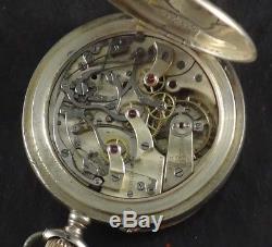 Longines Antique & Big Medical Chronograph Silver Pocket Watch Complete S. As Is