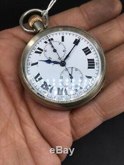 Longines West End Cal 19.73n Antique Vintage Military Pocket Chronograph Watch