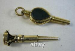 Lot 6 Antique Victorian Pocketwatch Fob Key Winder Goldtone Some Jeweled