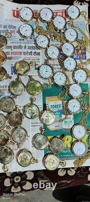 Lot of 50 Watch elgin vintage pocket Collectible Antique Brass Pocket Watch GIFT