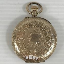 Lovely Antique 14ct Solid Gold Fob / Pocket Watch Working 3.3cm Diameter