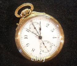 M15 Le Coultre Split Second Chronograph Antique Pocket Watch Nice-Runs-Repair