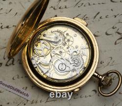 MINUTE REPEATER CHRONOGRAPH Solid 18k Gold Antique Repeating Pocket Watch