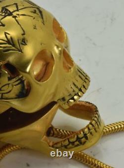 MUSEUM 18k gild silver Skull Memento Mori Occultist's Verge Fusee pocket watch