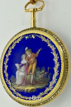MUSEUM One of a kind antique Breguet Verge Fusee 22k gold&enamel watch&fob c1800