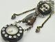 Museum Antique French Skull Memento Mori Faux Tortoise Shell Chatelaine Watch