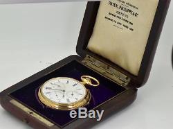MUSEUM antique Patek Philippe 18k solid gold calendar pocket watch c1890. RARE