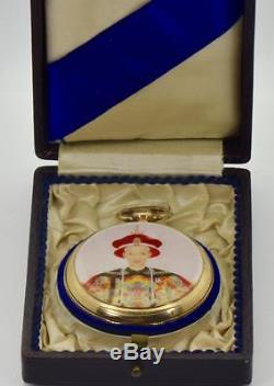MUSEUM antique Tixier calibre Chinese Duplex SOLID 18K GOLD&ENAMEL pocket watch