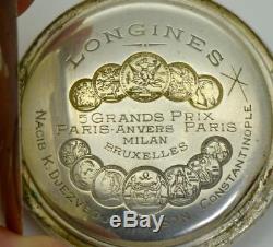 MUSEUM antique silver Longines Grand-Prix Tughra dial Ottoman pocket watch