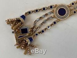 Magnificent 15ct Gold Enamel Albertina Bracelt Tassel For Pocket Watch Chain