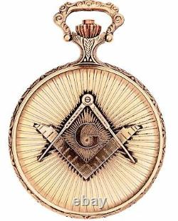 Masonic Pocket Watch Full Hunter with Compasses and Square Antique Gold Plated