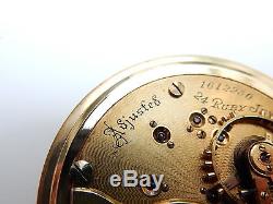 Mega Rare Antique 18s 24J Railroad Illinois Bunn Special Gold Pocket Watch Mint