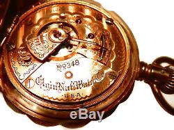 Mega Rare Antique 18s Railroad Elgin 348 First Run Hunter Gold Pocket Watch Mint