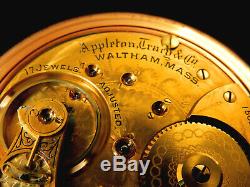 Mega Rare Antique 18s Waltham Appleton Tracy Gold Pocket Watch Mint Serviced
