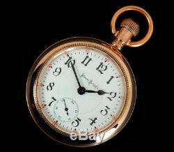 Mega Rare Antique Railroad 18s 24J Illinois Bunn Special Gold Pocket Watch, Mint