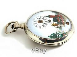 Mega Rare Antique Silver Chinese Automation Duplex Pocket Watch Mint Serviced