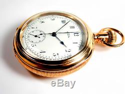 Mega Rare Antique Waltham Split Second fly-back Chronograph Gold Pocket Watch