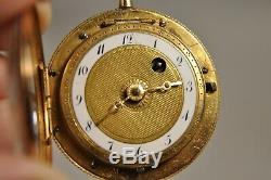 Montre Gousset Ancienne Or Massif 18k Emaille XVIII Antique Enameled Gold Watch