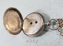 Most Beautiful Antique Silver & Gold Faced Silver Pocket Watch & Chain Working