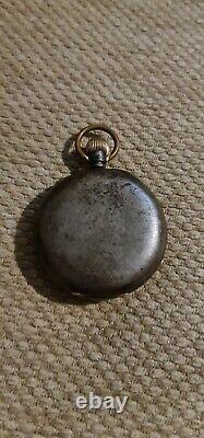 NO RESERVE iron Pocket Watch Vintage Antique see pictures