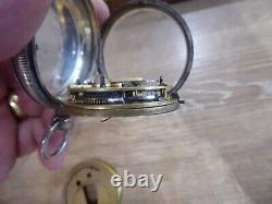 Newcastle Maker M. Young Silver Dial Gold Numerals Mans Fusee Pocket Watch C1863