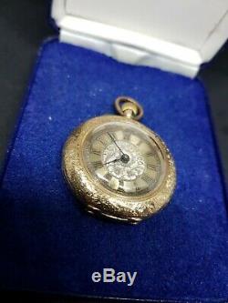 Nice antique solid gold 14k pocket watch c1900 working