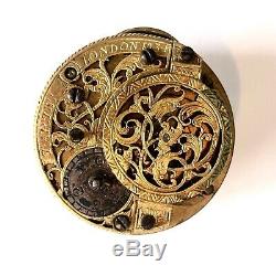 No Reserve J. Tarts, London Antique Verge Fusee Pocket Watch Movement Repousse