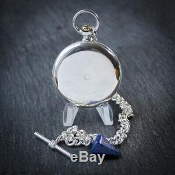 Omega Silver Full Hunter Pocket Watch with Chain and Box