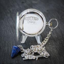 Omega Silver Full Hunter Pocket Watch with Chain and Box