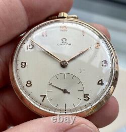 Omega Vintage Antique Rose Pink Gold Pocket Mens 1950 Swiss hand winding watch