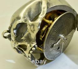 One of a kind antique French 17th C. Skull Verge Fusee silver pocket watch c1690s