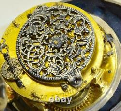 One of a kind antique French 17th C. Skull Verge Fusee silver pocket watch c1690s